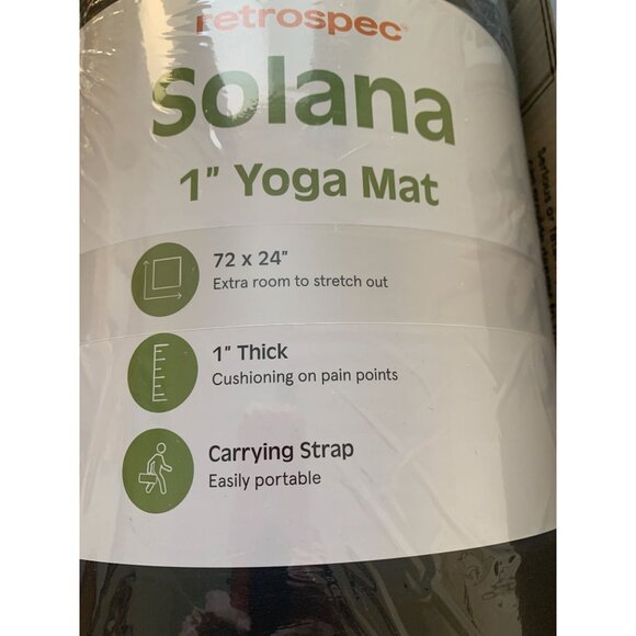 Retrospec Solana 1" Thick Yoga Mat With Carrying Strap 72" X 24" Extra Room Cush - Picture 2 of 3